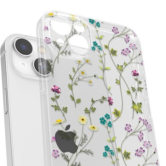 Silicon case clear with flowers for Apple IPhone 15 - Picture 1 of 9
